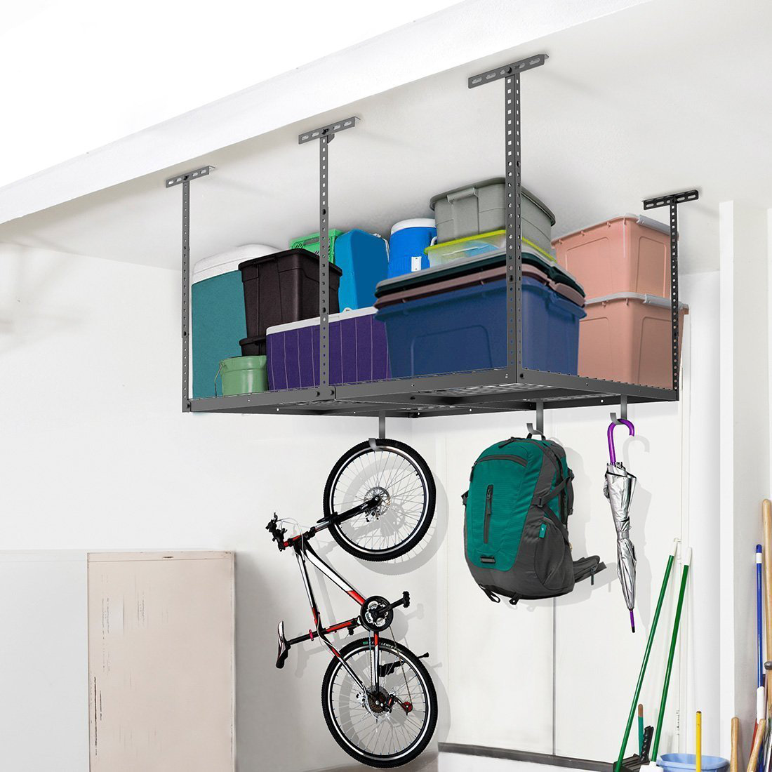 FLEXIMOUNTS Overhead Garage Storage Adjustable Ceiling Storage Rack